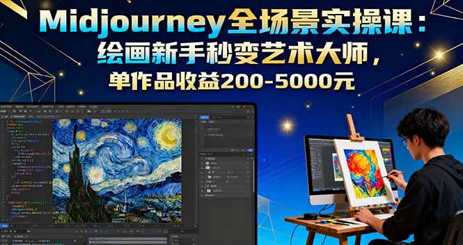 Midjourney全场景实操课：绘画新手秒变艺术大师，单作品收益200-5000元-轻资本网