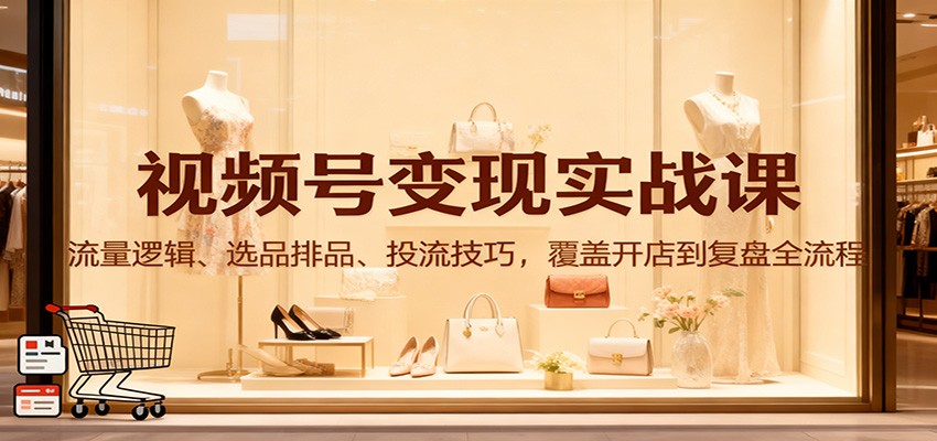 视频号变现实战课：流量逻辑、选品排品、投流技巧，覆盖开店到复盘全流程-轻资本网