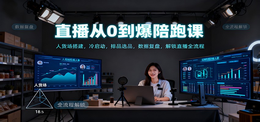 直播从0到爆陪跑课：人货场搭建，冷启动，排品选品，数据复盘，解锁直播全流程-轻资本网