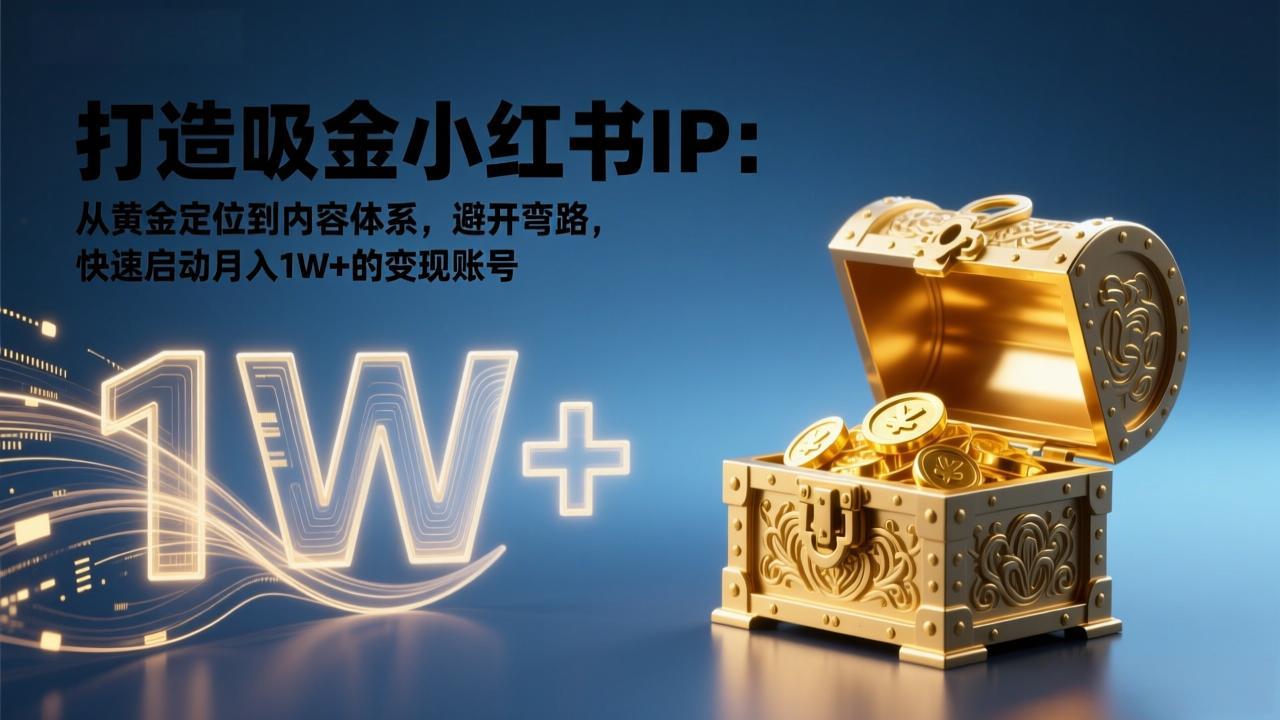打造吸金小红书IP：从黄金定位到内容体系，避开弯路，快速启动月入1W+的变现账号-轻资本网