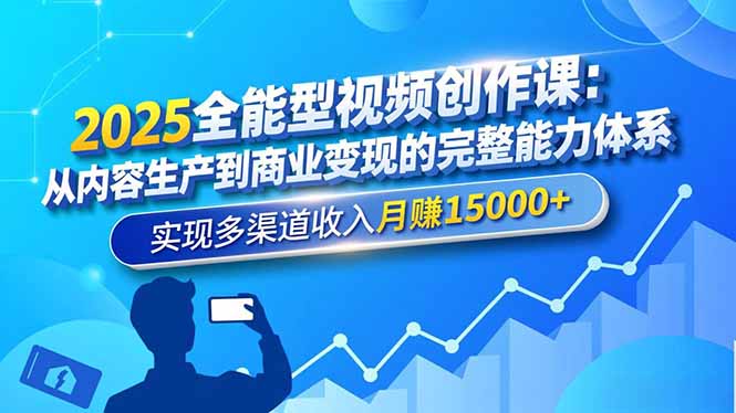 2025全能型视频创作课：从内容生产到商业变现的完整能力体系，实现多渠道收入月赚15000+-轻资本网