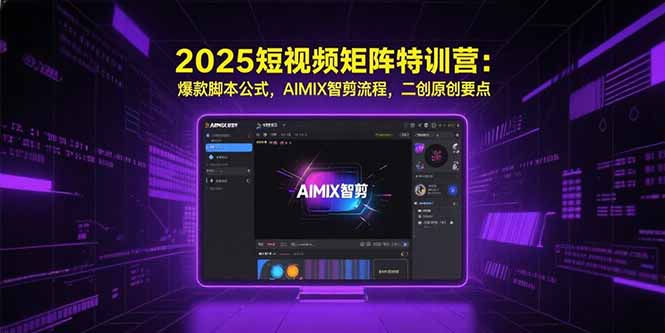 2025短视频矩阵特训营：爆款脚本公式，AIMIX智剪流程，二创原创要点-轻资本网
