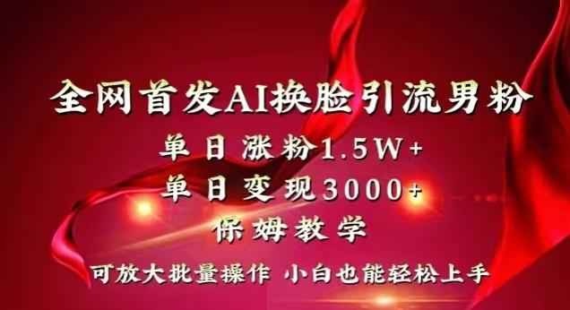 全网首发Ai换脸引流男粉，单日涨粉1.5w+，单日变现3000+，小白也能轻松上手拿结果【揭秘】-轻资本网