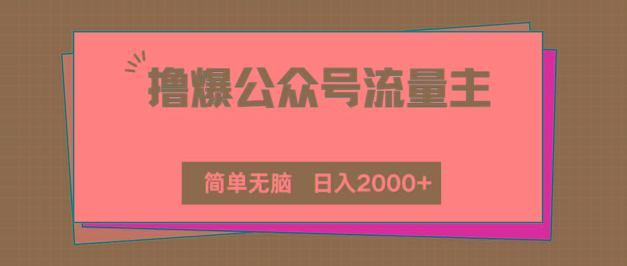 撸爆公众号流量主，简单无脑，单日变现2000+-轻资本网