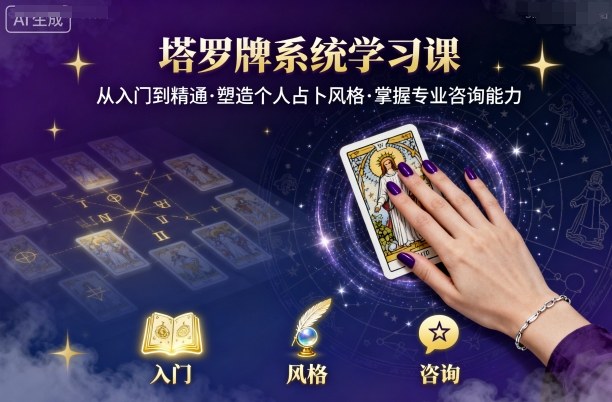 塔罗牌系统学习课，助你从入门到精通，塑造个人占卜风格，掌握专业咨询能力-轻资本网
