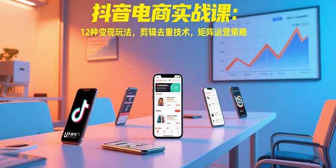 抖音电商实战课：12种变现玩法，剪辑去重技术，矩阵运营策略-轻资本网
