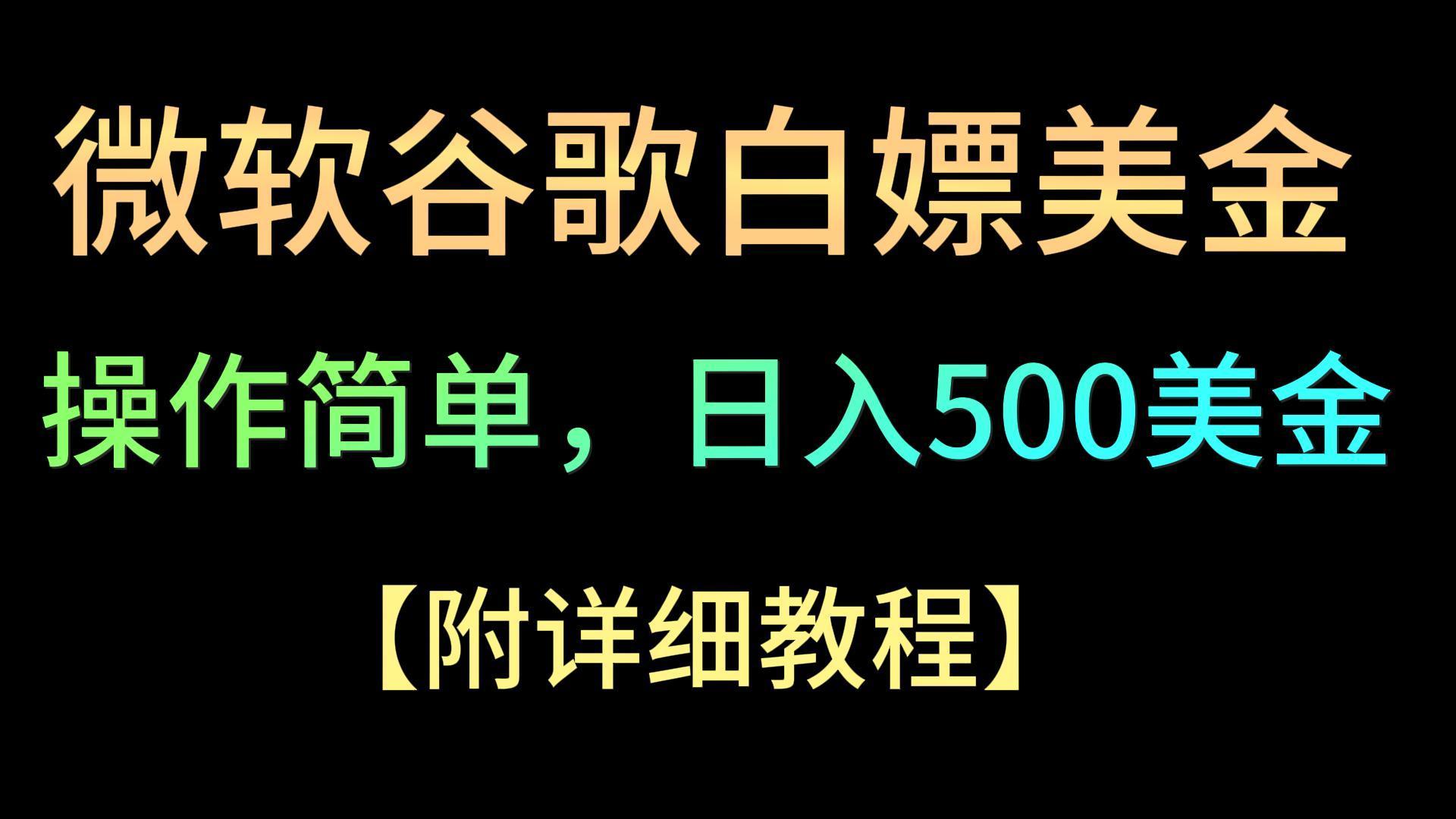 微软谷歌项目3.0，轻松日赚500+美金，操作简单，小白也可轻松入手！-轻资本网