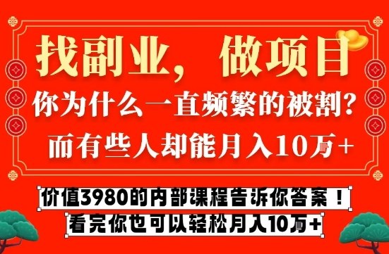 价值3980的网创内部课程，告诉你互联网创业月入10个W的秘密【揭秘】-轻资本网