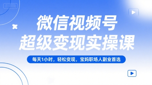 微信视频号超级变现实操课，每天1小时，轻松变现，宝妈职场人副业首选-轻资本网