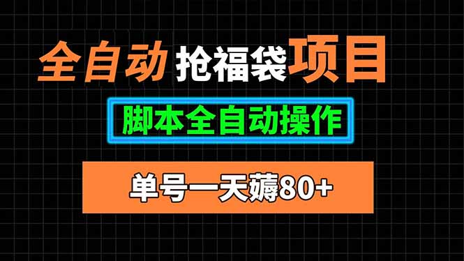 全自动抢福袋项目，单号一天80+脚本全自动操作-轻资本网