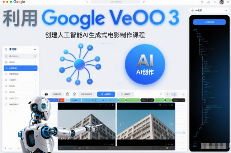 利l用Google Veo 3创建人工智能AI生成式电影制作课程，使用人工智能的力量创建令人惊叹的视频-轻资本网