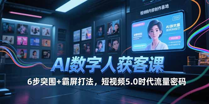 AI数字人获客课，6步突围+霸屏打法，短视频5.0时代流量密码-轻资本网