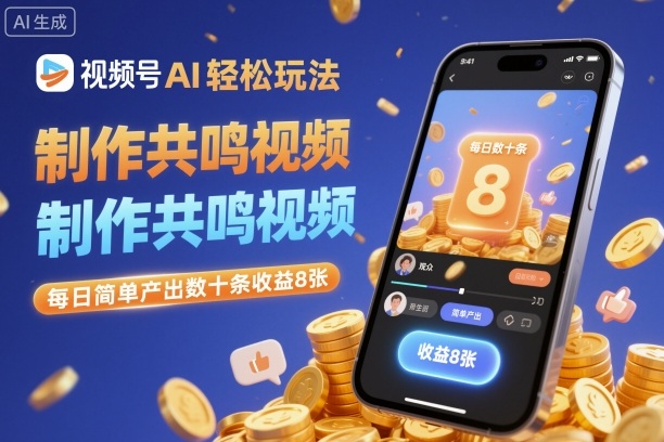 视频号AI轻松玩法，制作共鸣视频，每日简单产出数十条收益8张-轻资本网