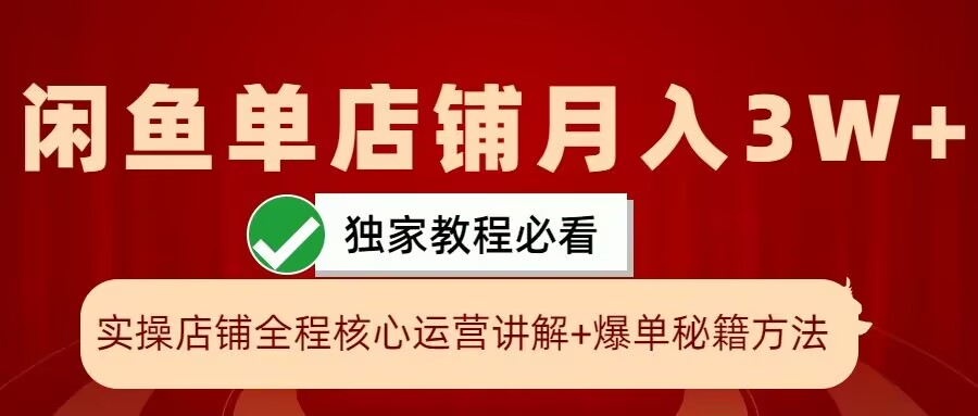 闲鱼单店铺月入3W+实操展示，爆单核心秘籍，一学就会【揭秘】-轻资本网