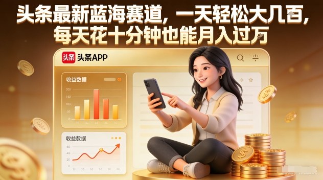 头条最新蓝海赛道，一天轻松大几张，每天花十分钟也能月入过1W【揭秘】-轻资本网