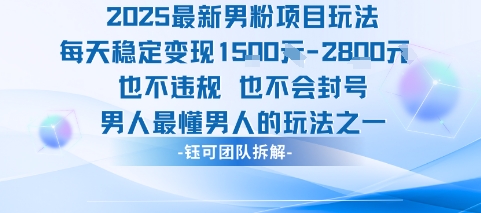 2025最新男粉项目玩法每天变现1k+也不违规也不会封号男人最懂男人的玩法-轻资本网
