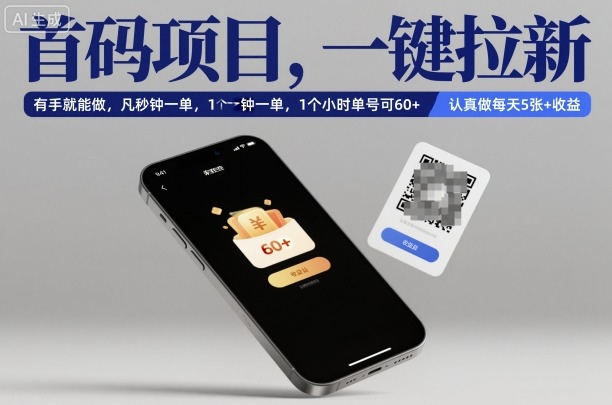 首码项目，一键拉新，有手就能做，几秒钟一单，1个小时单号可60+，认真做每天5张+收益【揭秘】-轻资本网