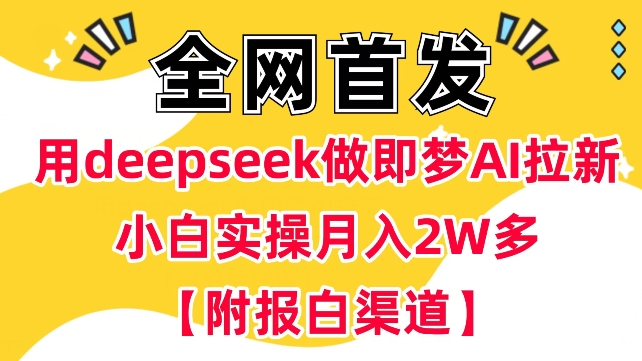 用deepseek做即梦Ai拉新 小白实操月入过W+【附报白渠道】-轻资本网