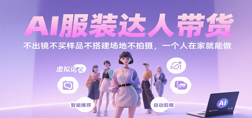 AI服装达人带货，不出镜不买样品不搭建场地不拍摄，一个人在家就能做-轻资本网