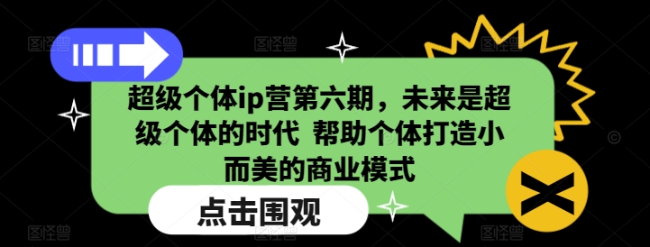 超级个体ip营第六期，未来是超级个体的时代  帮助个体打造小而美的商业模式-轻资本网