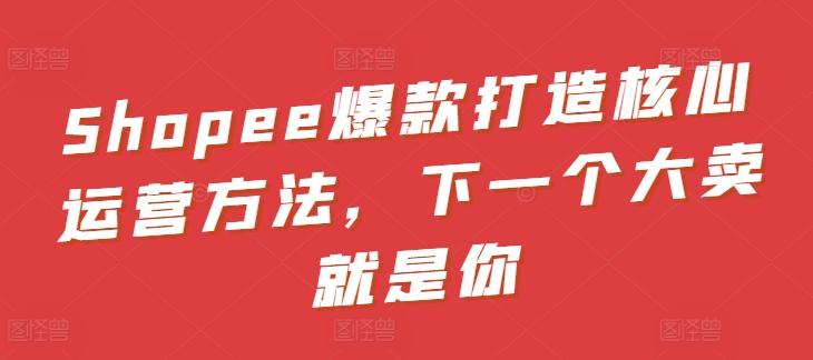 Shopee爆款打造核心运营方法，下一个大卖就是你-轻资本网