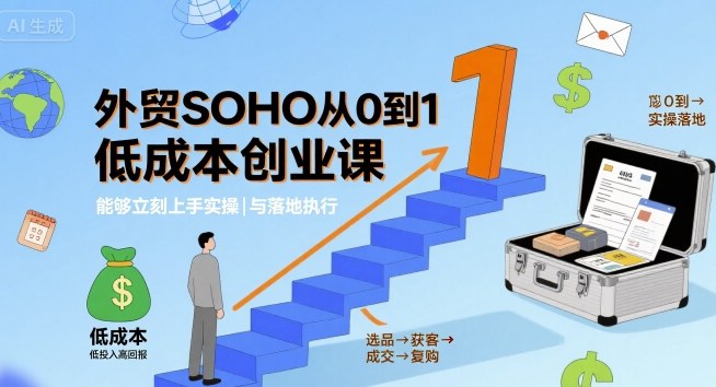 外贸SOHO从0到1低成本创业课，能够立刻上手实操与落地执行-轻资本网