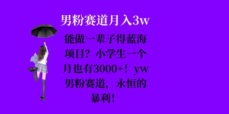 能做一辈子的蓝海项目？小学生一个月也有3000+，yw男粉赛道，永恒的暴利-轻资本网