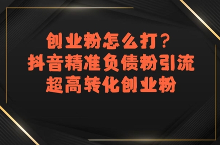 创业粉怎么打？抖音精准负债粉引流，超高转化创业粉-轻资本网