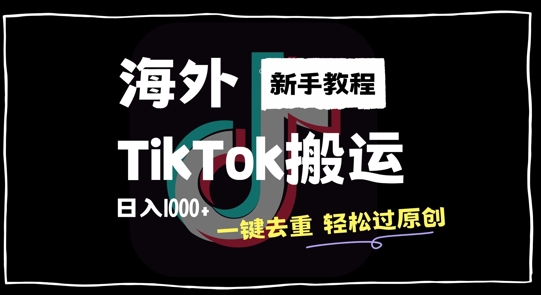2024最新海外TikTok搬运玩法，一键去重轻松过原创，新手无经验也能日入1k【揭秘】-轻资本网