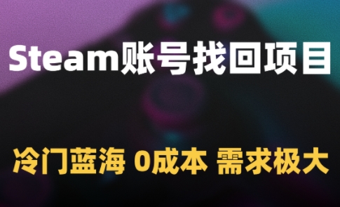 Steam账号找回项目，冷门蓝海，0成本，需求极大-轻资本网