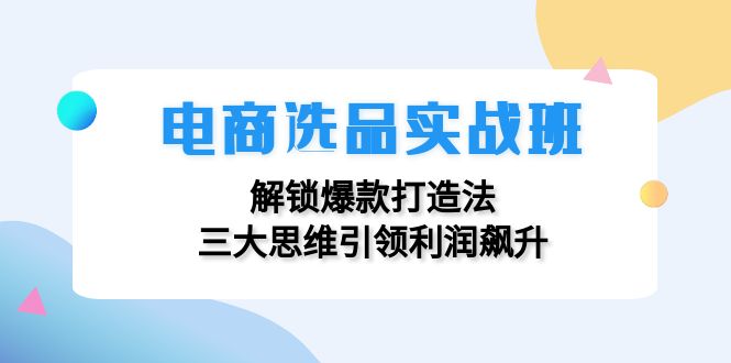 电商选品实战班：解锁爆款打造法，三大思维引领利润飙升-轻资本网
