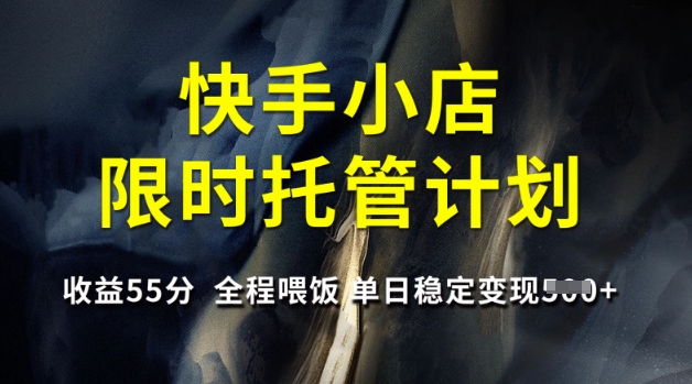 快手小店限时托管计划，收益55分，全程喂饭，单日稳定变现5张【揭秘】-轻资本网