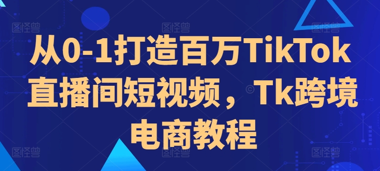 从0-1打造百万TikTok直播间短视频，Tk跨境电商教程-轻资本网