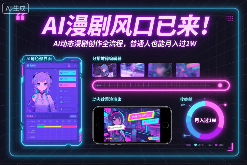 AI漫剧风口已来！AI动态漫剧创作全流程，普通人也能月入过1W-轻资本网