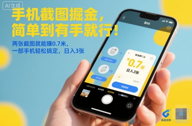 手机截图掘金，简单到有手就行！两张截图就能賺0.7米，一部手机轻松搞定，日入3张【揭秘】-轻资本网