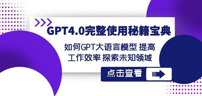 GPT4.0完整使用-秘籍宝典：如何GPT大语言模型提高工作效率探索未知领域-轻资本网