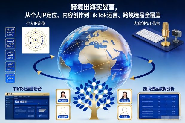 跨境出海实战营，从个人IP定位、内容创作到TikTok运营、跨境选品全覆盖-轻资本网