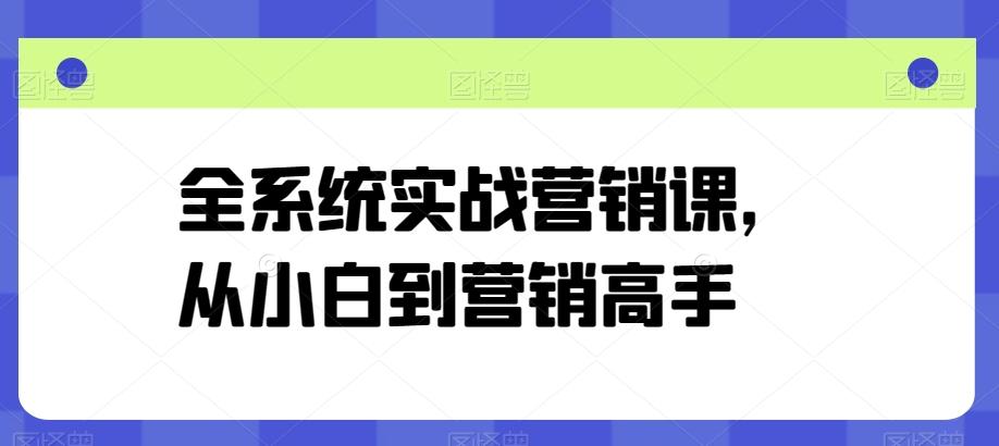 全系统实战营销课，从小白到营销高手-轻资本网