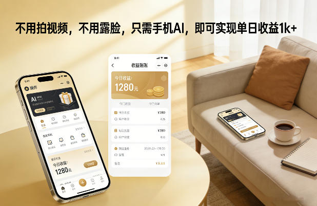 不用拍视频，不用露脸，只需手机AI，即可实现单日收益1k+【揭秘】-轻资本网