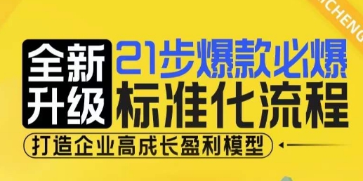 21步爆款必爆标准化流程，全新升级，打造企业高成长盈利模型-轻资本网