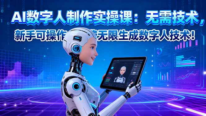 AI数字人制作实操课：无需技术，新手可操作，免费无限生成数字人技术！-轻资本网