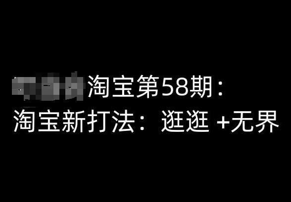 淘宝第58期培训课程，淘宝新打法：逛逛 +无界-轻资本网