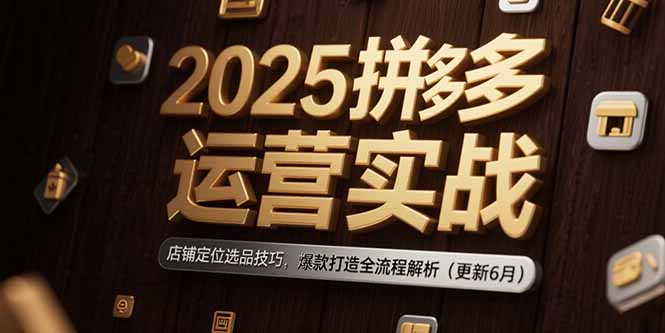 2025拼多多运营实战：店铺定位选品技巧，爆款打造全流程解析(更新6月-轻资本网