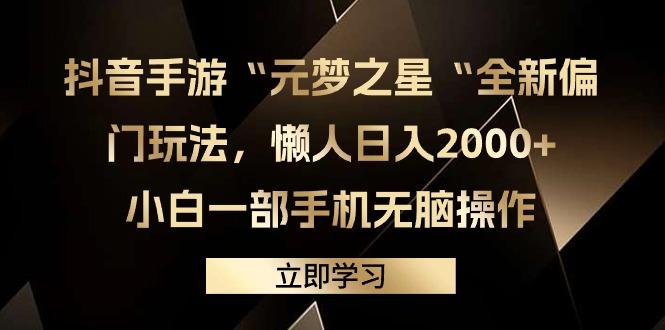 (9456期)抖音手游“元梦之星“全新偏门玩法，懒人日入2000+，小白一部手机无脑操作-轻资本网