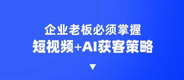 企业短视频AI获客霸屏流量课，6步短视频+AI突围法，3大霸屏抢客策略-轻资本网