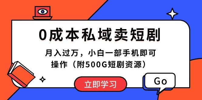 0成本私域卖短剧，月入过万，小白一部手机即可操作(附500G短剧资源-轻资本网