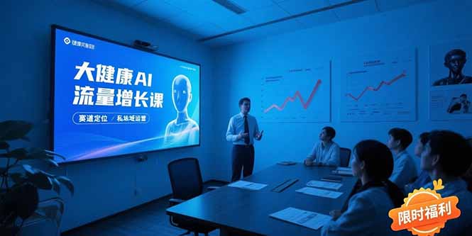 大健康AI流量增长课8.0，赛道定位方法论，AI数字人内容生产，私域转化运营-轻资本网