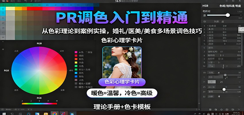 PR调色入门到精通：从色彩理论到案例实操，婚礼/医美/美食多场景调色技巧-轻资本网