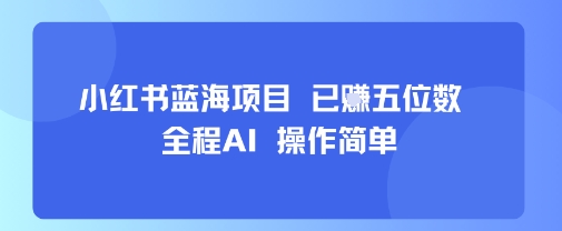 小红书蓝海项目，全程AI，操作简单，已挣五位数-轻资本网