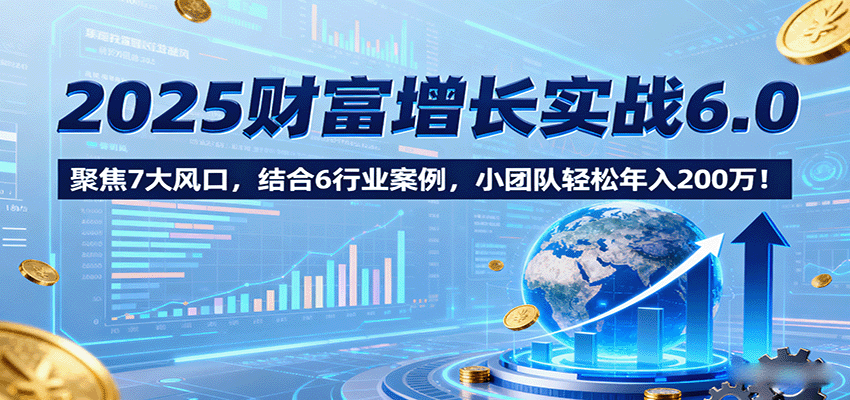 2025财富增长实战6.0，聚焦7大风口，结合6行业案例，小团队轻松年入200万！-轻资本网